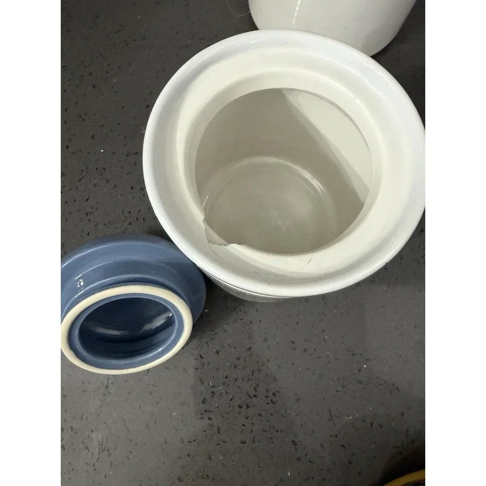 Vintage Jay Imports Corelle Prinston Kitchen Canister White Blue Floral SET Of 3